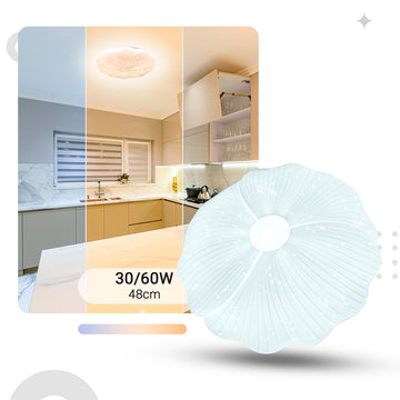 Plafon de Teto led multicor 48cm c/forma de Flor 30-60w